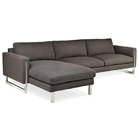 Contemporary Chaise Sofa with Metal Legs